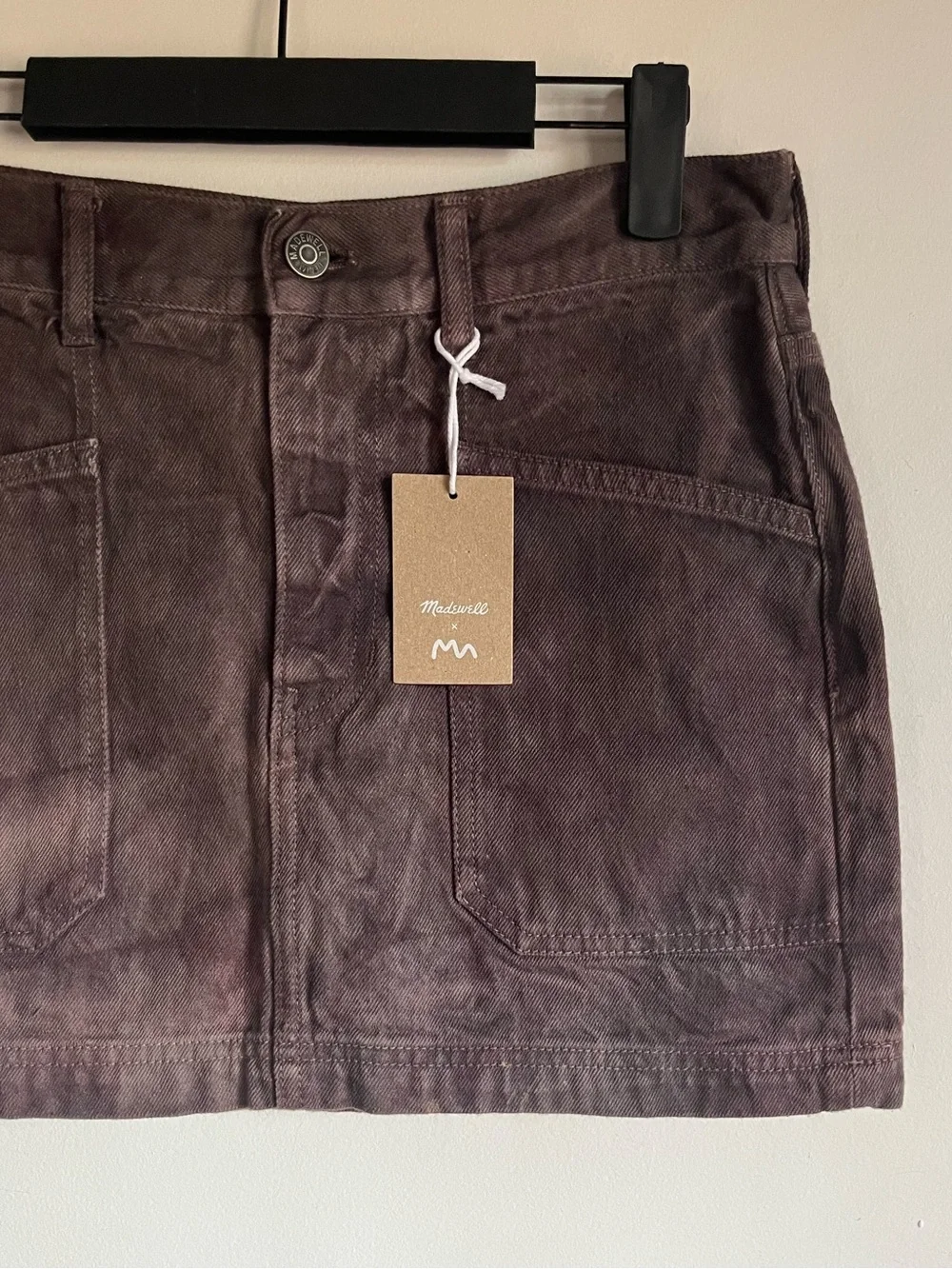 Madewell MN Dye Studio Denim Patch Pocket Utility Mini Skirt Size 25 Fig NO931